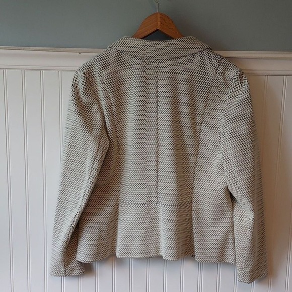 Talbots Women's L Knit Single Breasted Blazer Jacket Cream Black - Picture 3 of 10